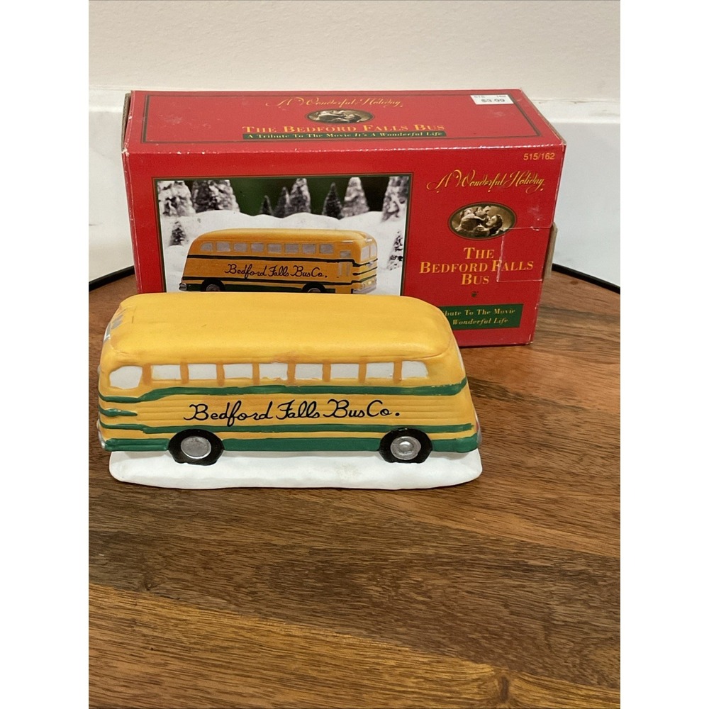 1995 It's A Wonderful Life The Bedford Falls Bus Porcelain Figurine New In Box